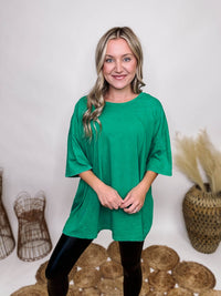 Zenana Kelly Green Acid Washed Boyfriend T-Shirt Oversized Fit 100% Cotton ** Each item is unique in color/finishing due to the mineral wash