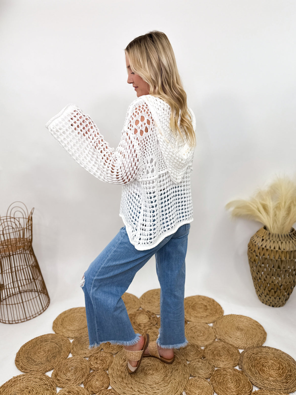 American Flag Crochet Knit Hoodie by POL Bmaes Boutique