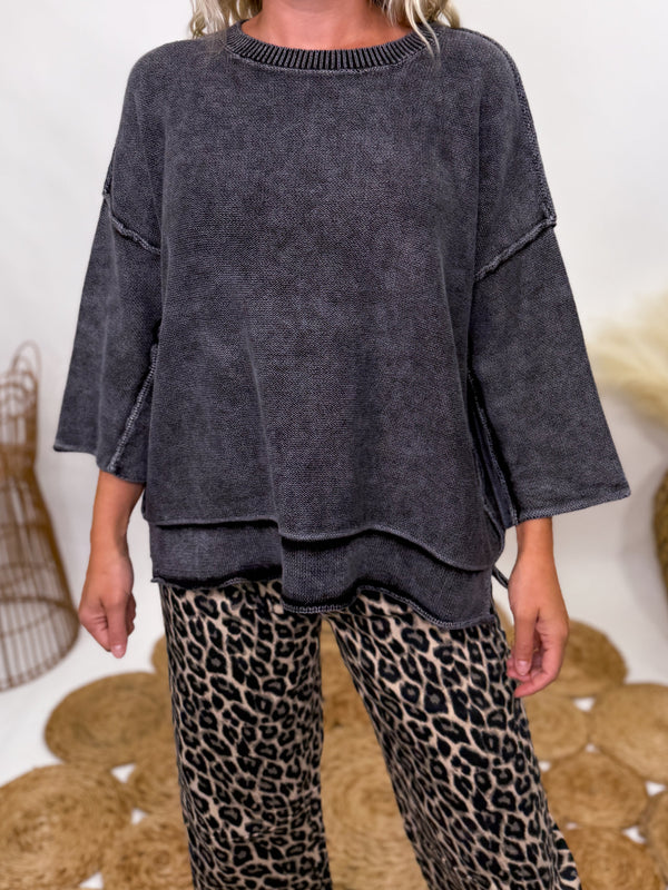 Relaxed fit vintage black sweater for fall layering