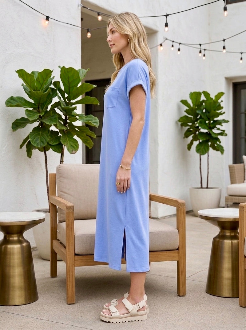 light blue midi dress casual Coastal Oversized Cotton | Relaxed Pocket Dress Size:Us Size 2 Everyone is talking about 102cm Size L to lace-ups