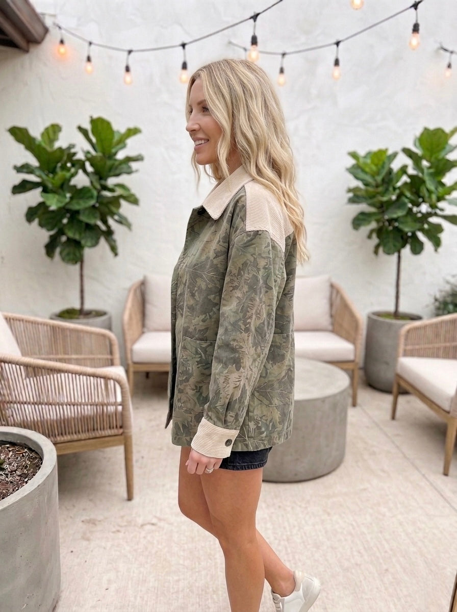 camouflage button up jacket