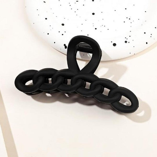 Black Chain Link Detail Hair Claw Clip Approximately 4" L