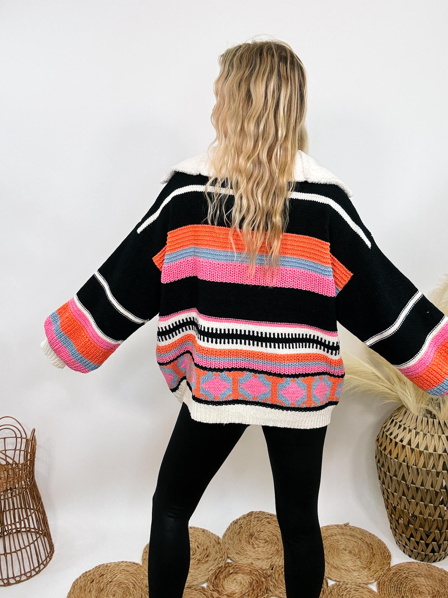 Chenille balloon sleeve sweater deals
