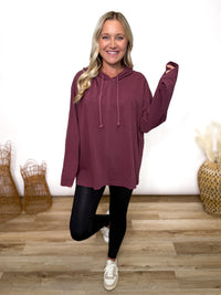 Dark cherry long sleeve with hoodie