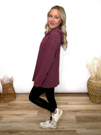 Dark cherry long sleeve with hoodie