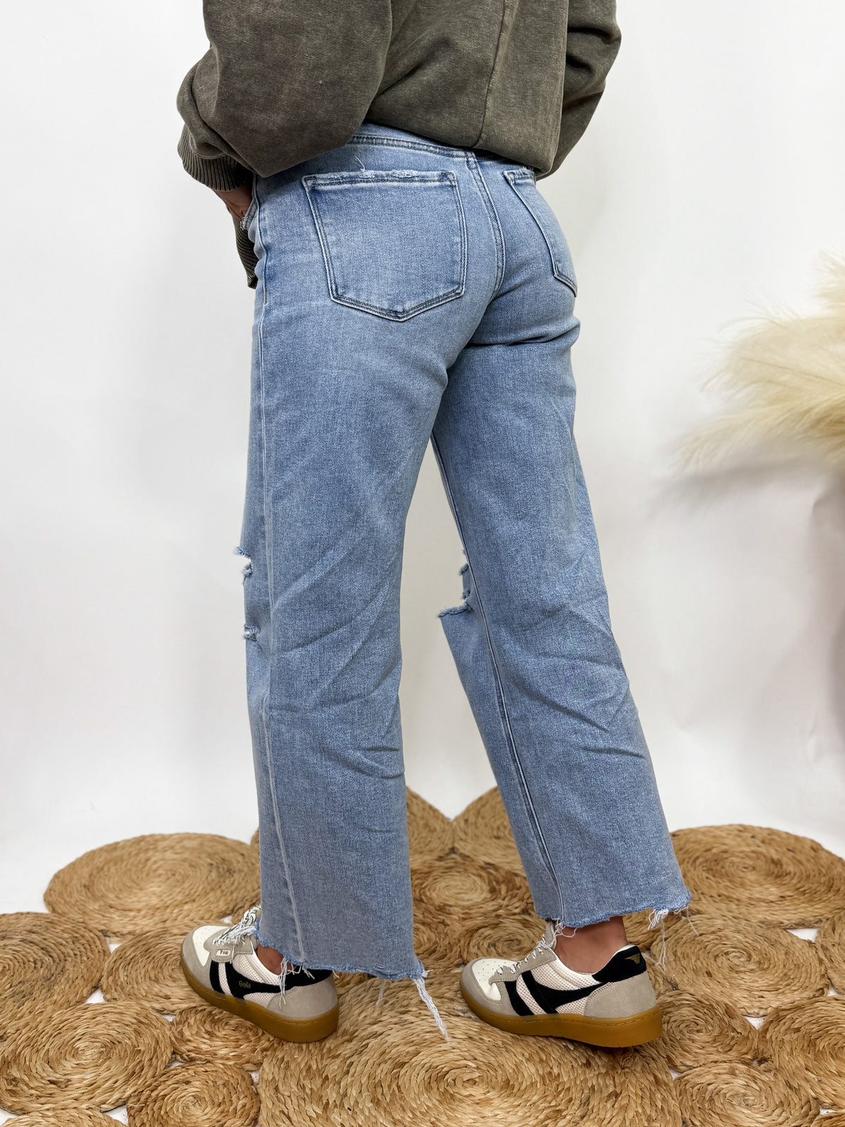 Distressed Crop Wide Leg Jeans by Flying Monkey