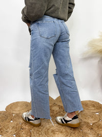 Distressed Crop Wide Leg Jeans by Flying Monkey