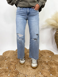 Distressed Crop Wide Leg Jeans by Flying Monkey