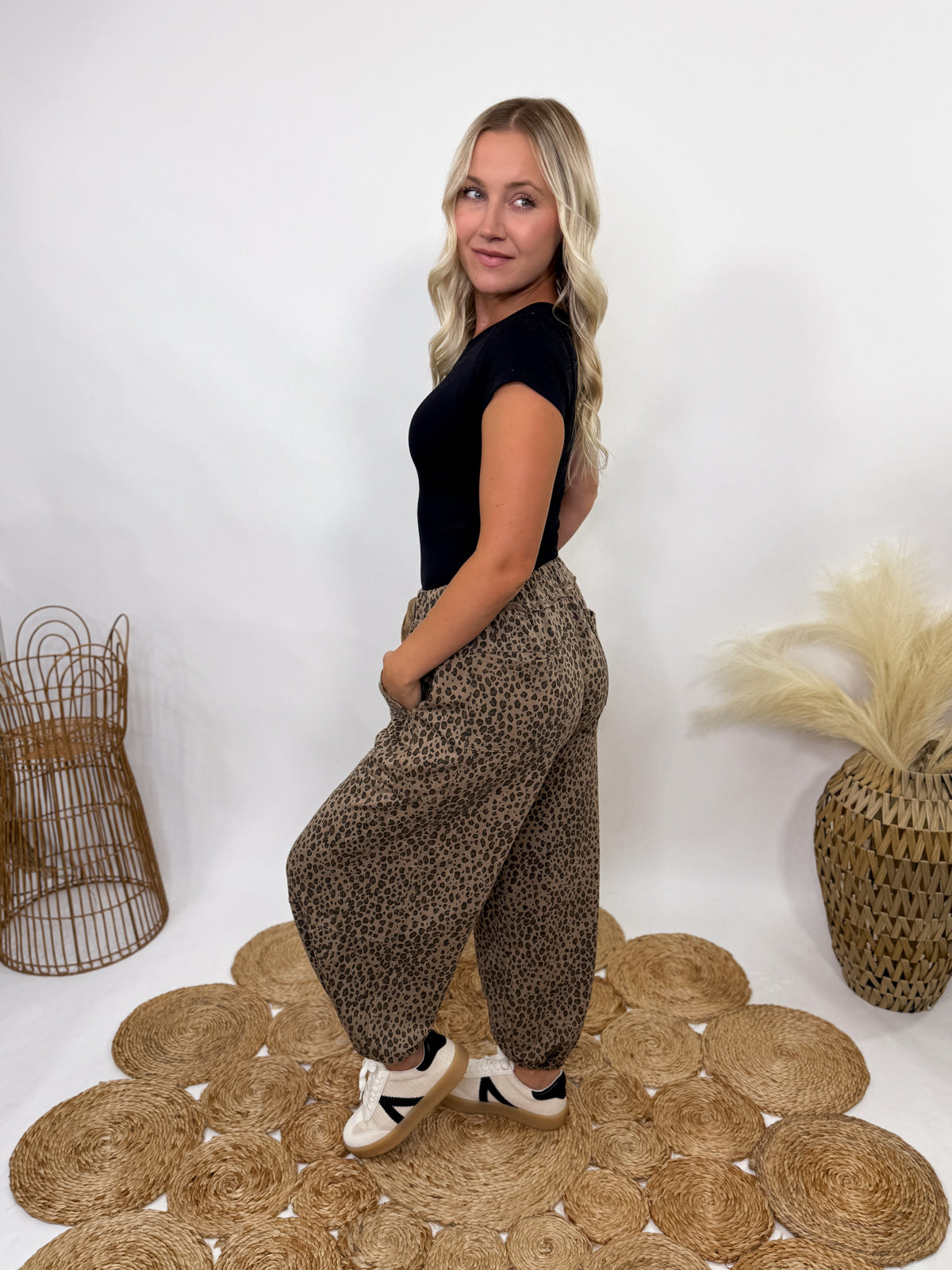 Easel Leopard Print Jogger Pants Bmaes Boutique - Main Image