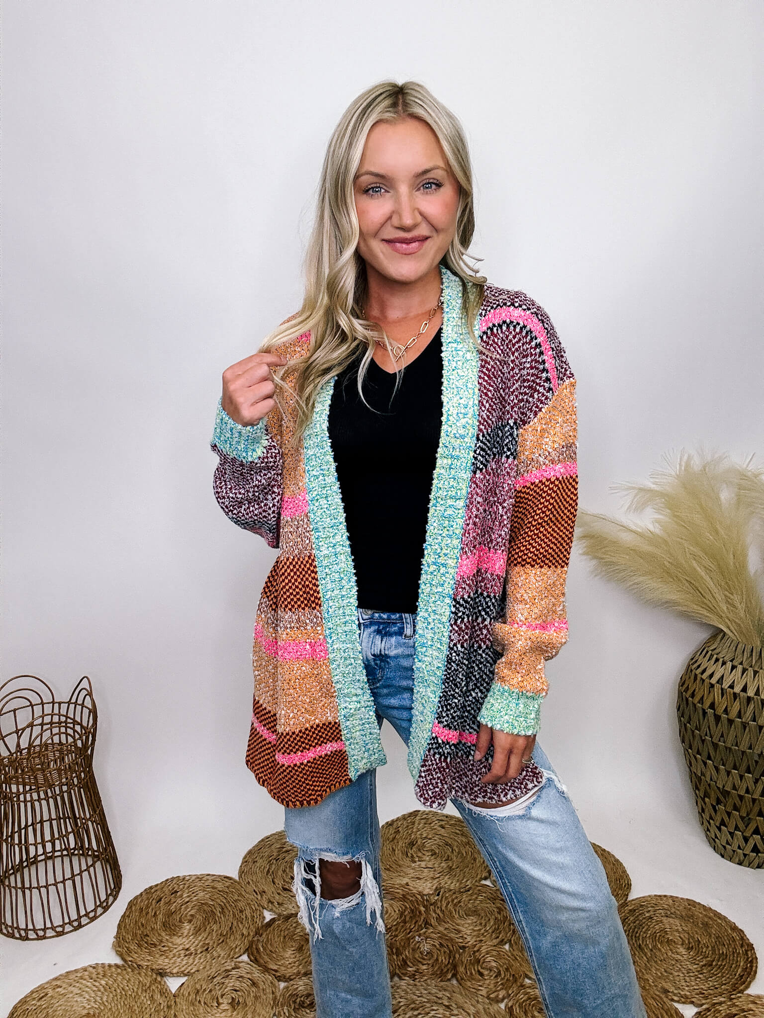 Long side split cardigan sales