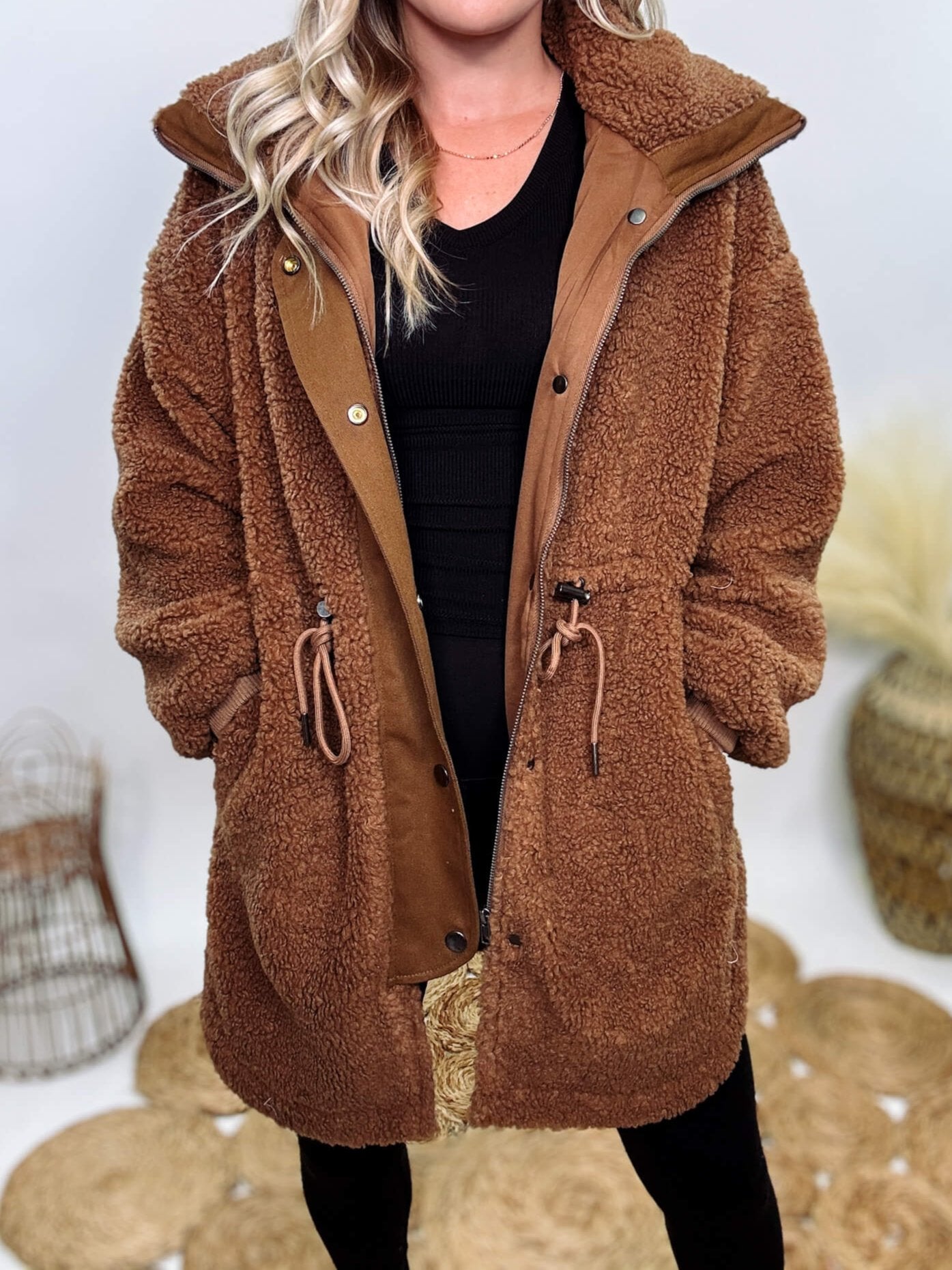 Dark Brown Oversized Sherpa Coat Ultimate Cozy Chic Layer Bmaes Boutique
