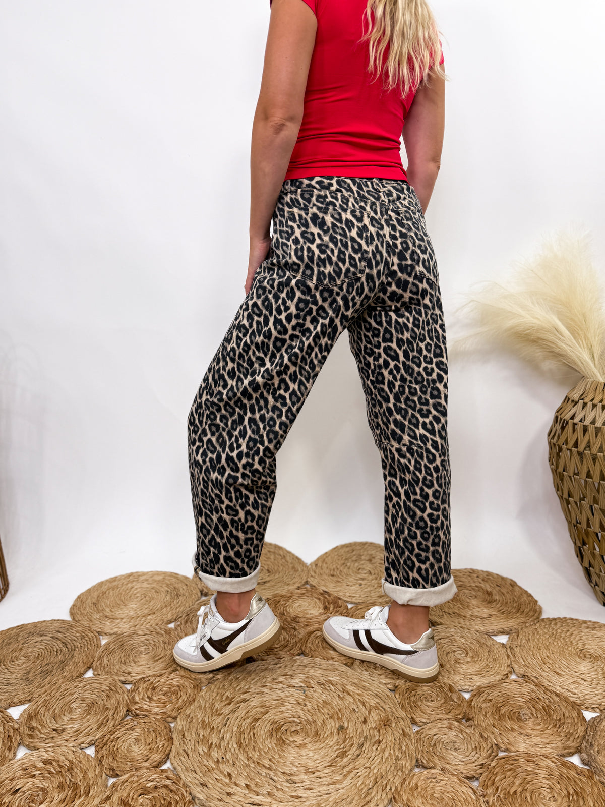 Leopard print barrel jeans by Vervet by Flying Monkey