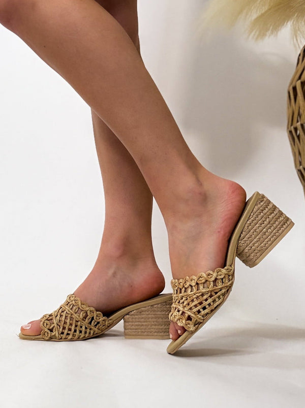 MIA raffi heel - MIA Idella natural crochet and raffia block heel sandal, perfect for vacation, boho spring and summer outfits, and effortless chic style.