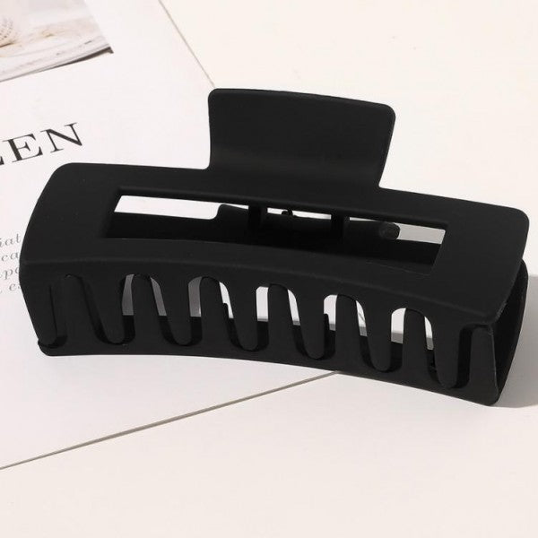 Black Modern Rectangle Hair Claw Clip Approximately 4" L