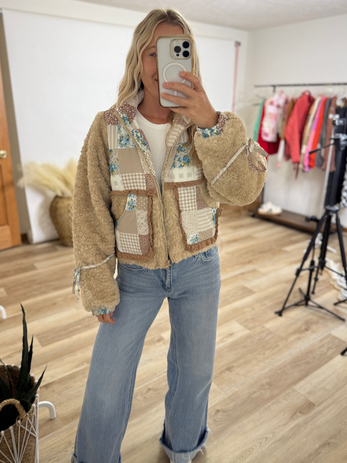 patchwork Sherpa  jacket