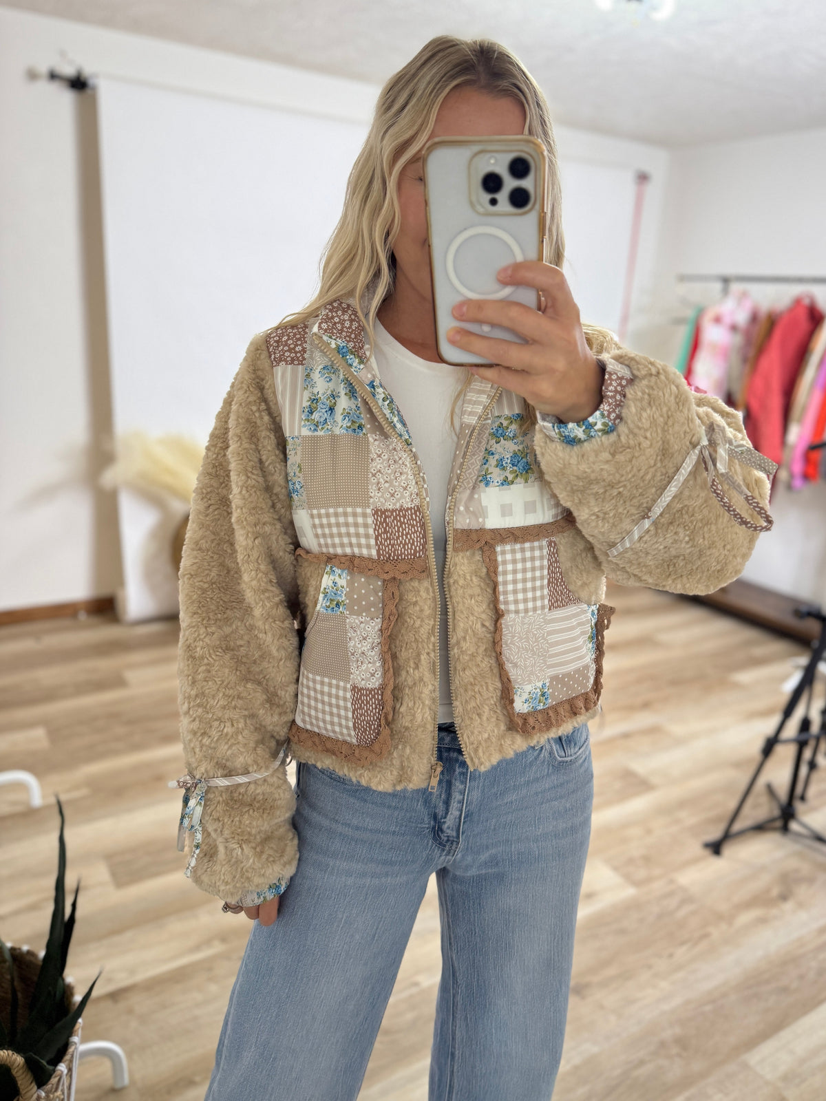 Patchwork Sherpa jacket