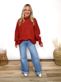 Rusty Brick Oversized Heavyweight Side Slit Sweater