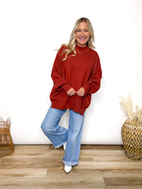 Rusty Brick Oversized Heavyweight Side Slit Sweater