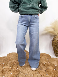 Poprock raw hem wide leg comfort stretch jeans by Vervet by Flying Monkey