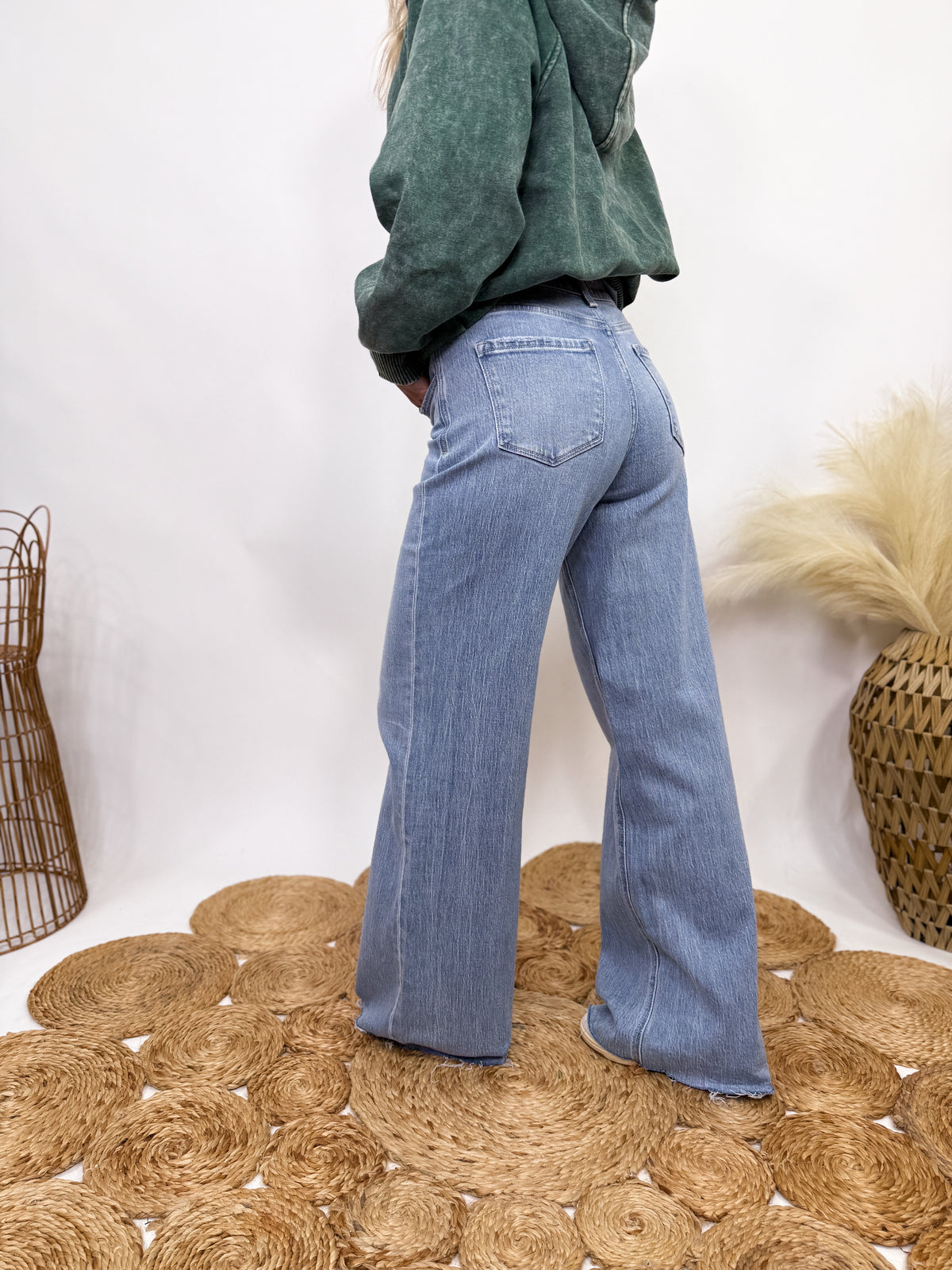 Poprock raw hem wide leg comfort stretch jeans by Vervet by Flying Monkey