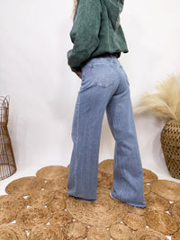 Poprock raw hem wide leg comfort stretch jeans by Vervet by Flying Monkey
