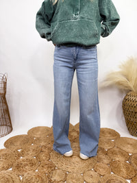 Poprock raw hem wide leg comfort stretch jeans by Vervet by Flying Monkey