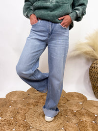 Poprock raw hem wide leg comfort stretch jeans by Vervet by Flying Monkey