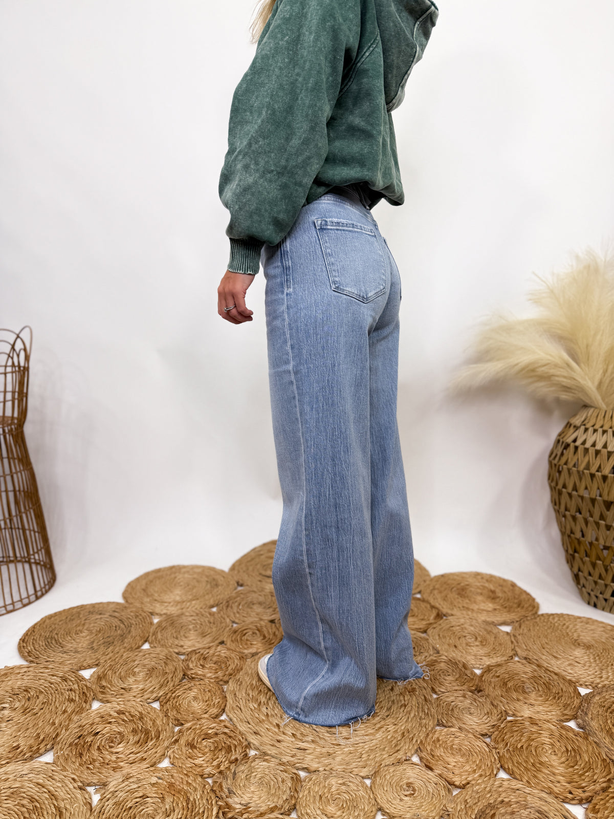 Poprock raw hem wide leg comfort stretch jeans by Vervet by Flying Monkey