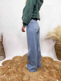 Poprock raw hem wide leg comfort stretch jeans by Vervet by Flying Monkey