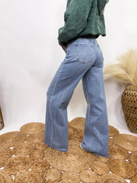 Poprock raw hem wide leg comfort stretch jeans by Vervet by Flying Monkey