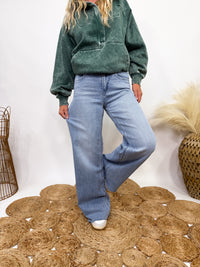 Poprock raw hem wide leg comfort stretch jeans by Vervet by Flying Monkey