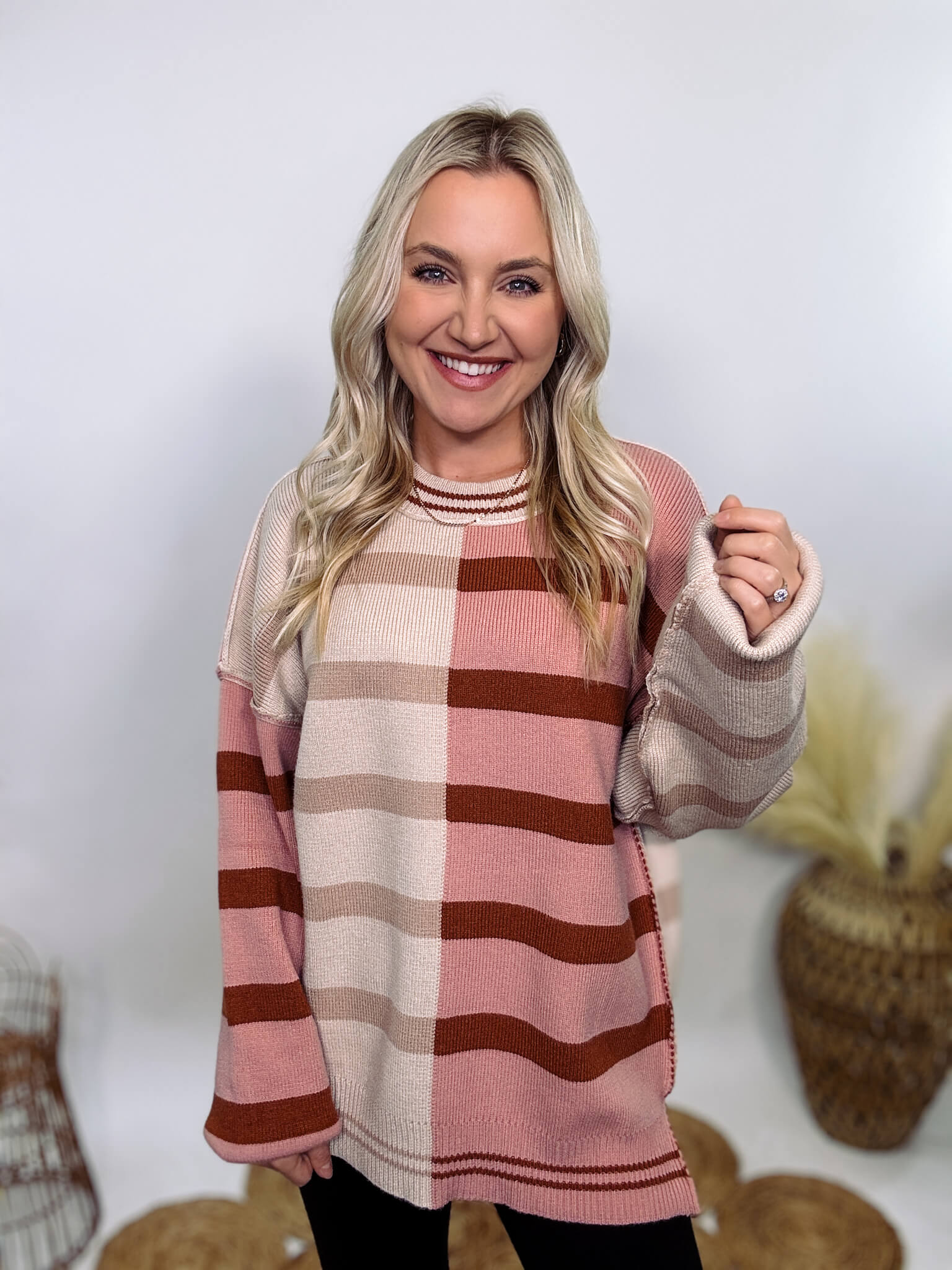 Striped colorblock sweater deals