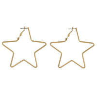 Gold Metal Star Hoop Earrings