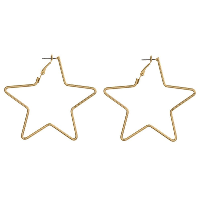 Gold Metal Star Hoop Earrings