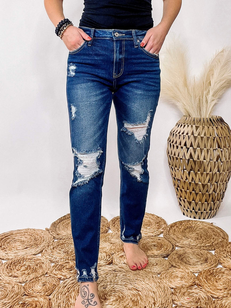 Dark Wash Stretchy KanCan Slim Straight Jeans