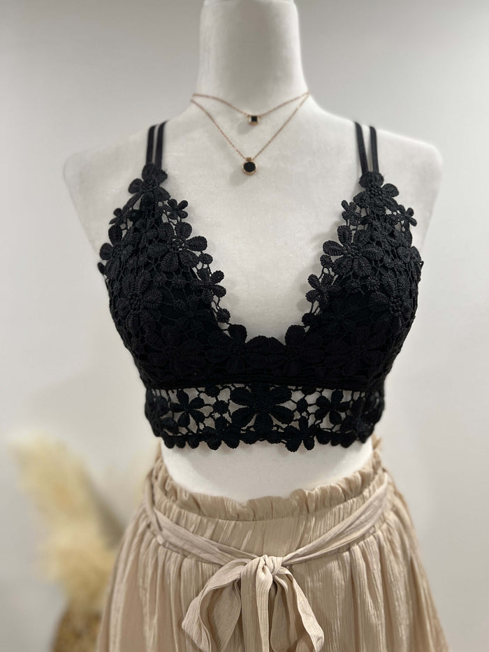 Floral Crochet Lace Padded Bralette